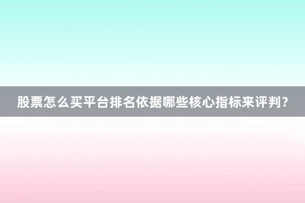 股票怎么买平台排名依据哪些核心指标来评判？
