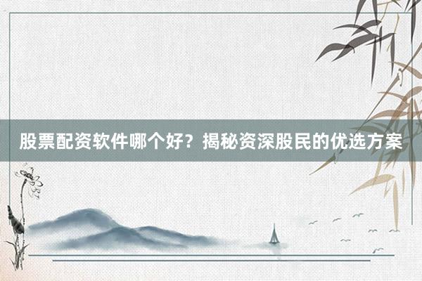 股票配资软件哪个好？揭秘资深股民的优选方案
