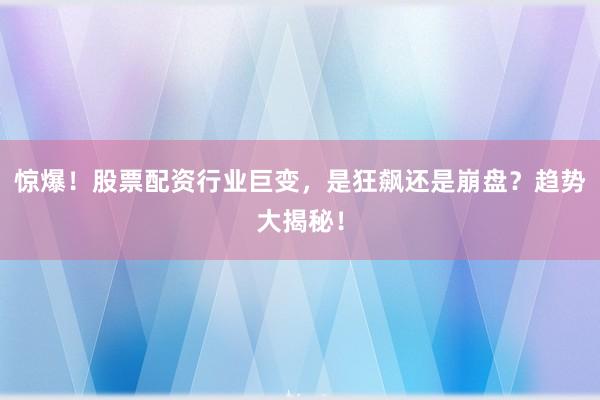 惊爆！股票配资行业巨变，是狂飙还是崩盘？趋势大揭秘！