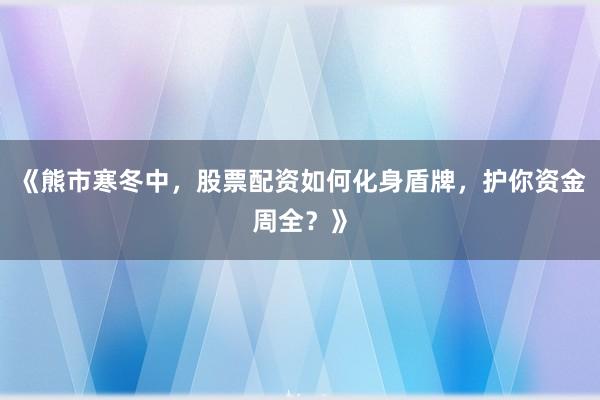 《熊市寒冬中，股票配资如何化身盾牌，护你资金周全？》